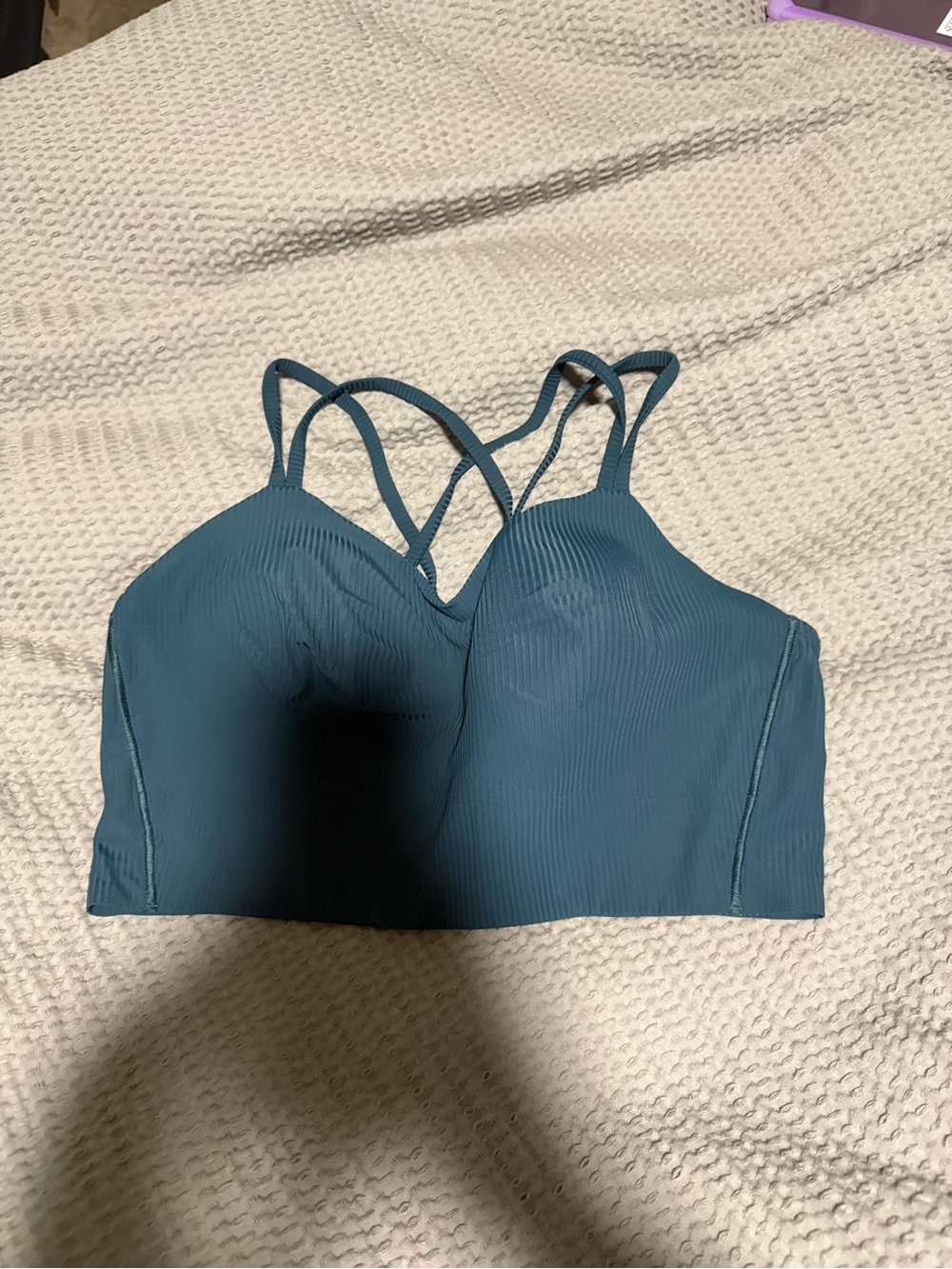 lululemon athletica Teal Ribbed Strappy Sports Bra